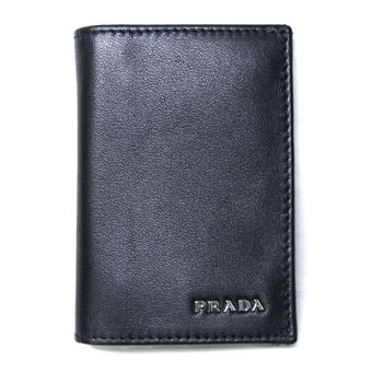 プラダ/PRADA コピー 2M0945 カードケース 名刺入れ シルバーロゴ VITELLO 1 NERO カーフブラック